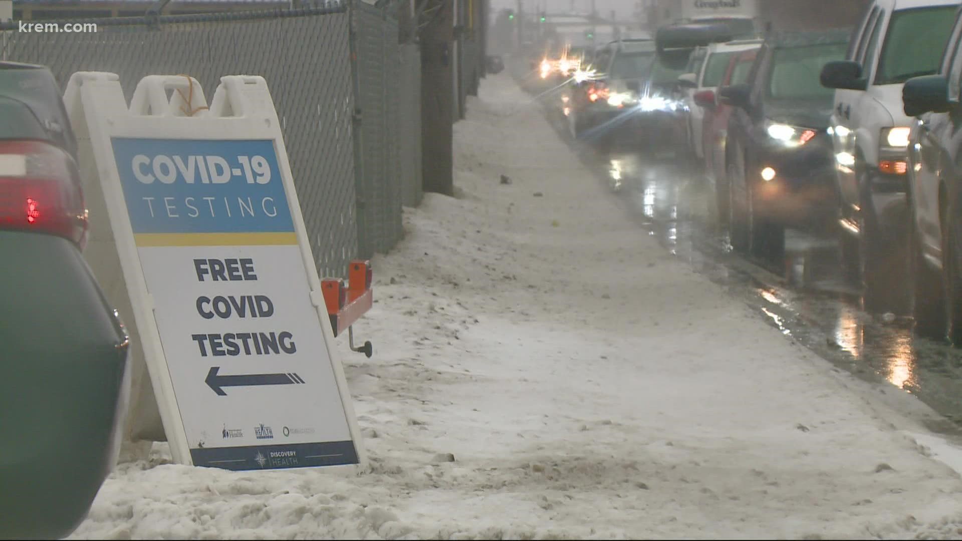 Spokane Covid testing sites experiencing high demands with virus spread.