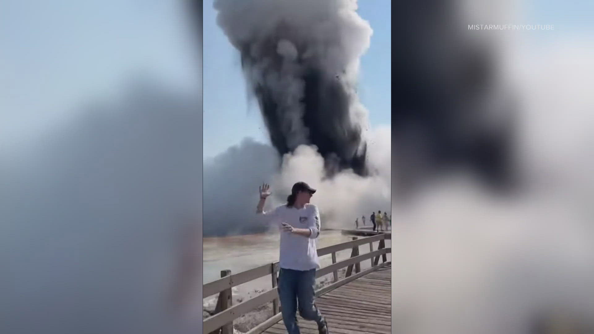 A hydrothermal explosion Tuesday morning in Yellowstone National Park sent boiling water, steam and rocks high into the sky, which then rained down on tourists.