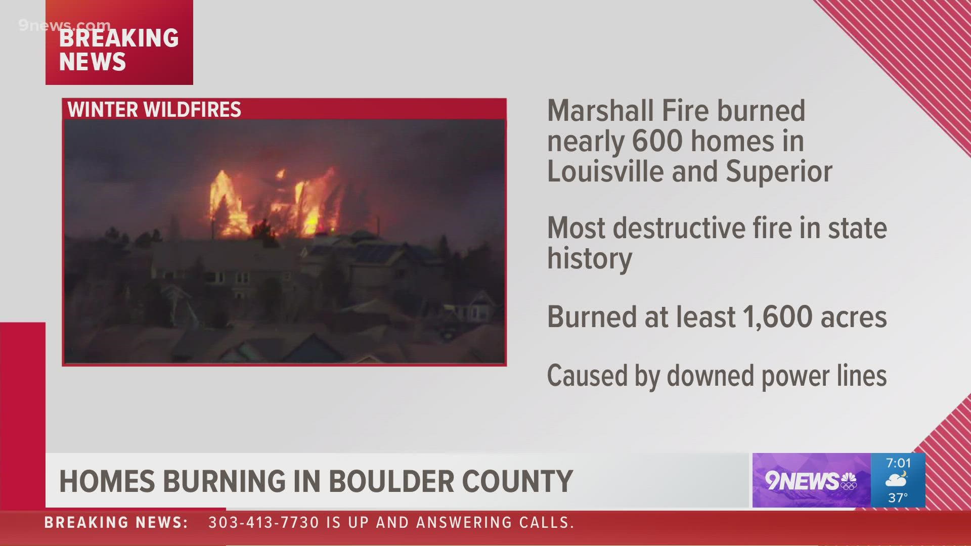 More than 500 structures have been destroyed in the Marshall Fire in Boulder County on Thursday, according to Boulder County Sheriff Joe Pelle.