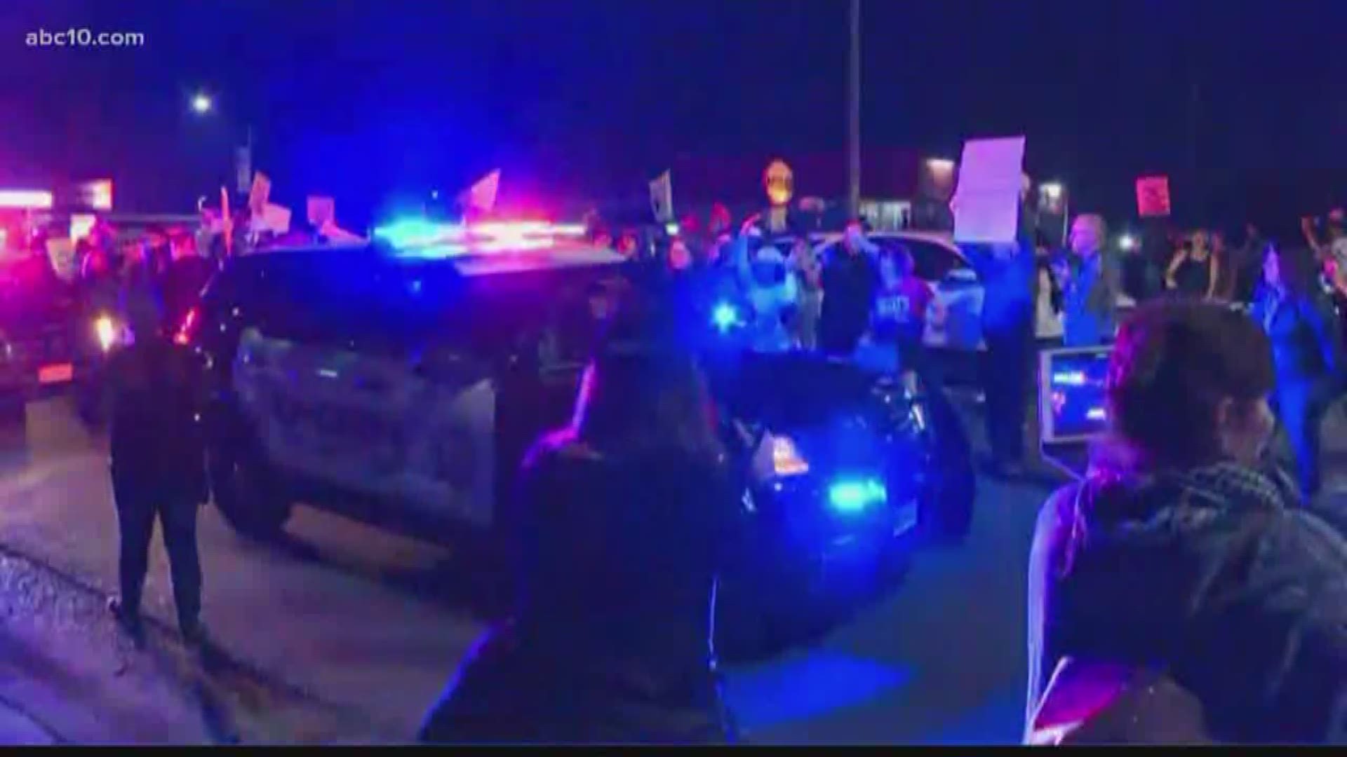 A Sacramento County Sheriff's deputy SUV hit a person after a vigil for Stephon Clark. The person was taken away by an ambulance.