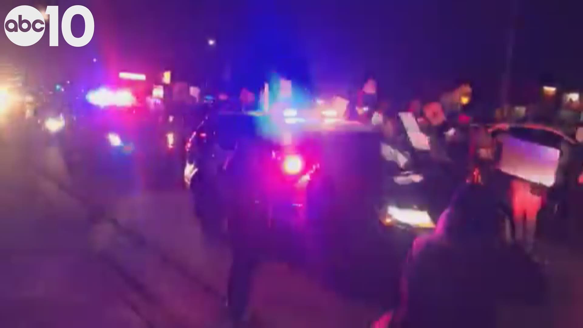 A Sheriff's deputy driving an SUV hit a protester at an intersection at the #StephonClark vigil, according to our crew at the scene.