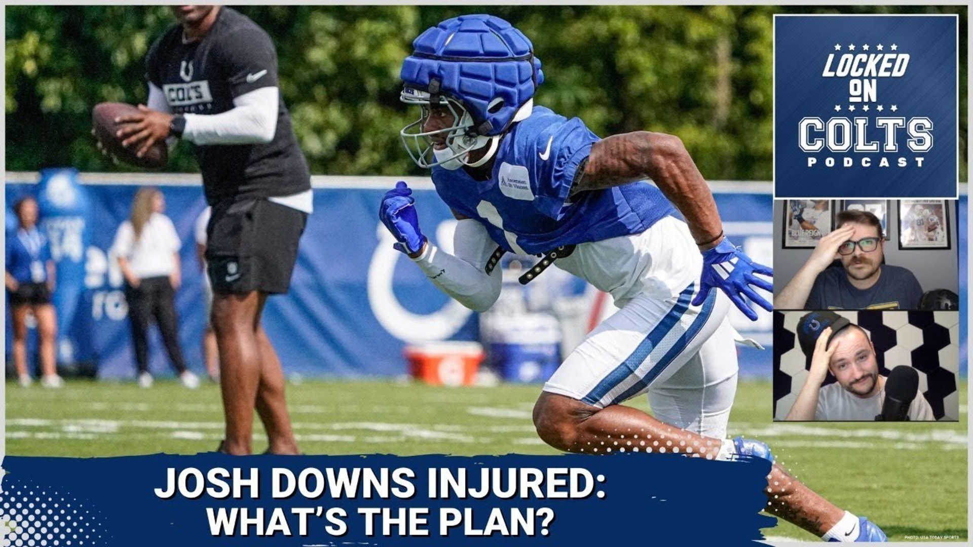 Indianapolis Colts WR Josh Downs injured his ankle during Day 9 of training camp on a tackle by Nick Cross.