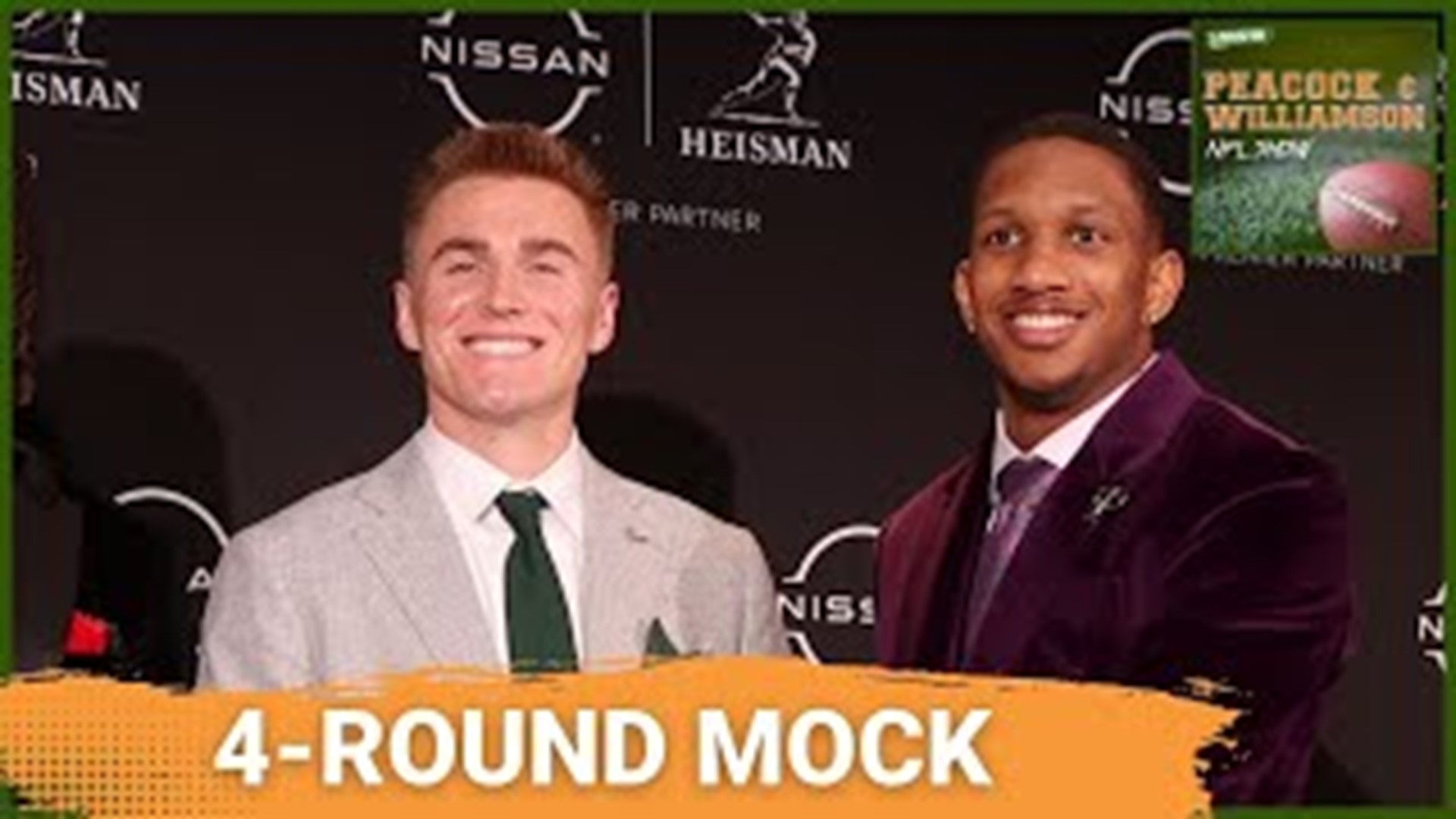 Highlights from Damian Parson's latest 4-Round NFL Mock Draft. A frenzy quarterback activity in the top half of Round 1. Standout selection in all four rounds.