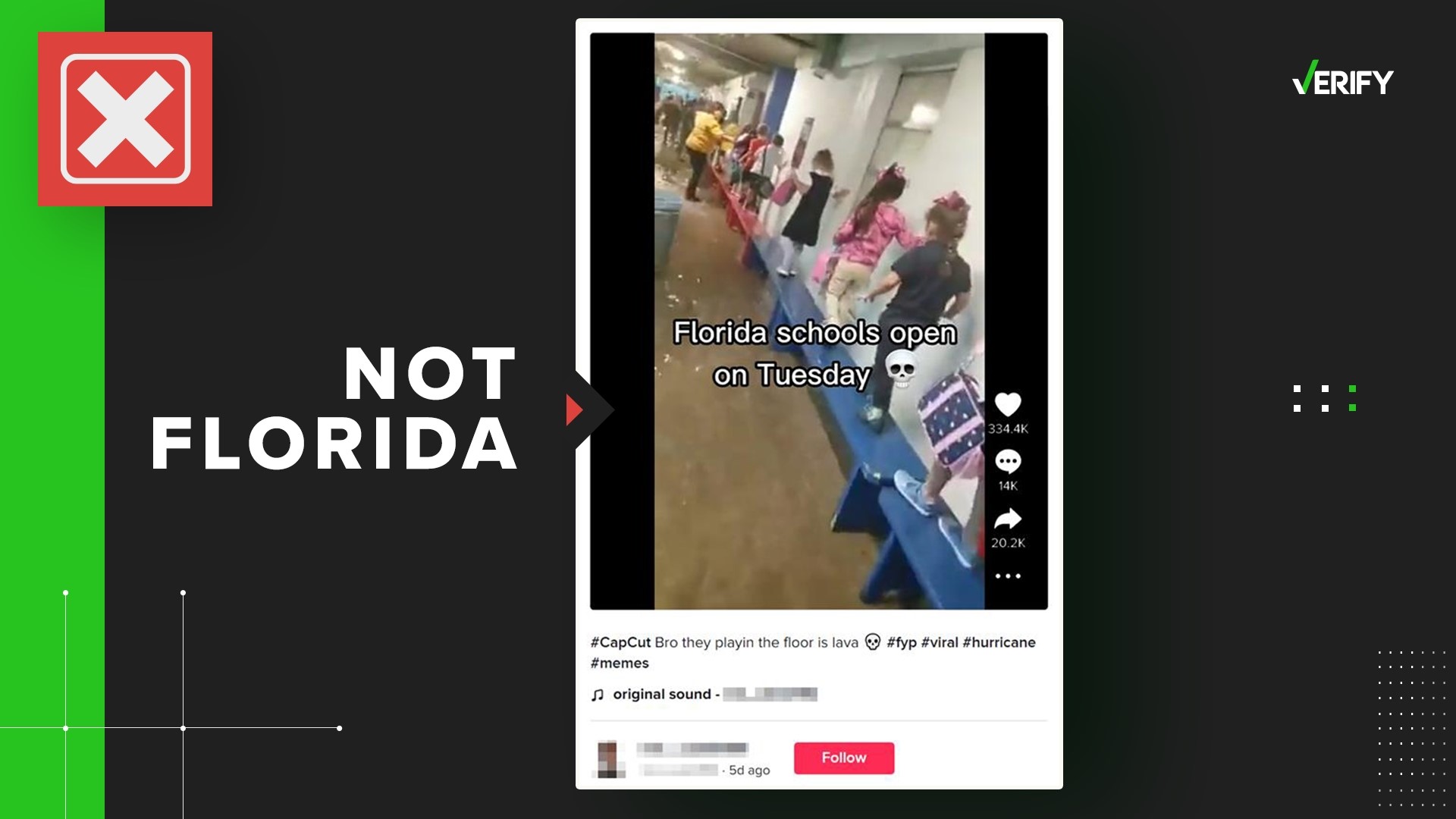 A viral TikTok claiming to show a Florida school open despite massive flooding wasn’t from Hurricane Ian or from Florida. It was taken in Texas in 2019.
