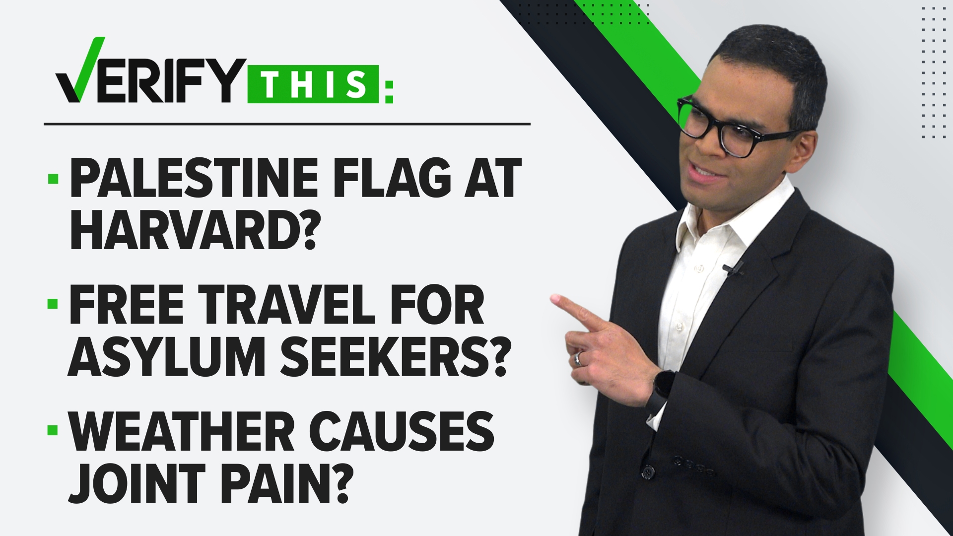 In this week's episode, we verify if Harvard replaced an American flag with a Palestinian one, if texts about toll balances is a scam and weather causes joint pain?