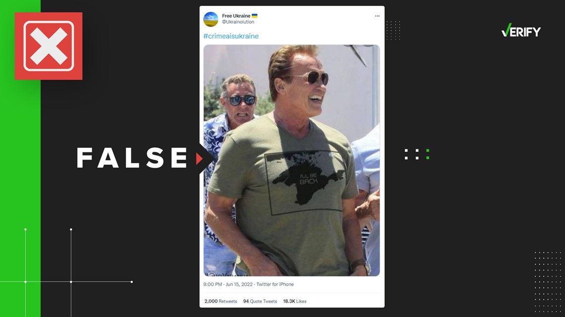 Foto Arnold Schwarzenegger dengan kemeja Krimea direkayasa