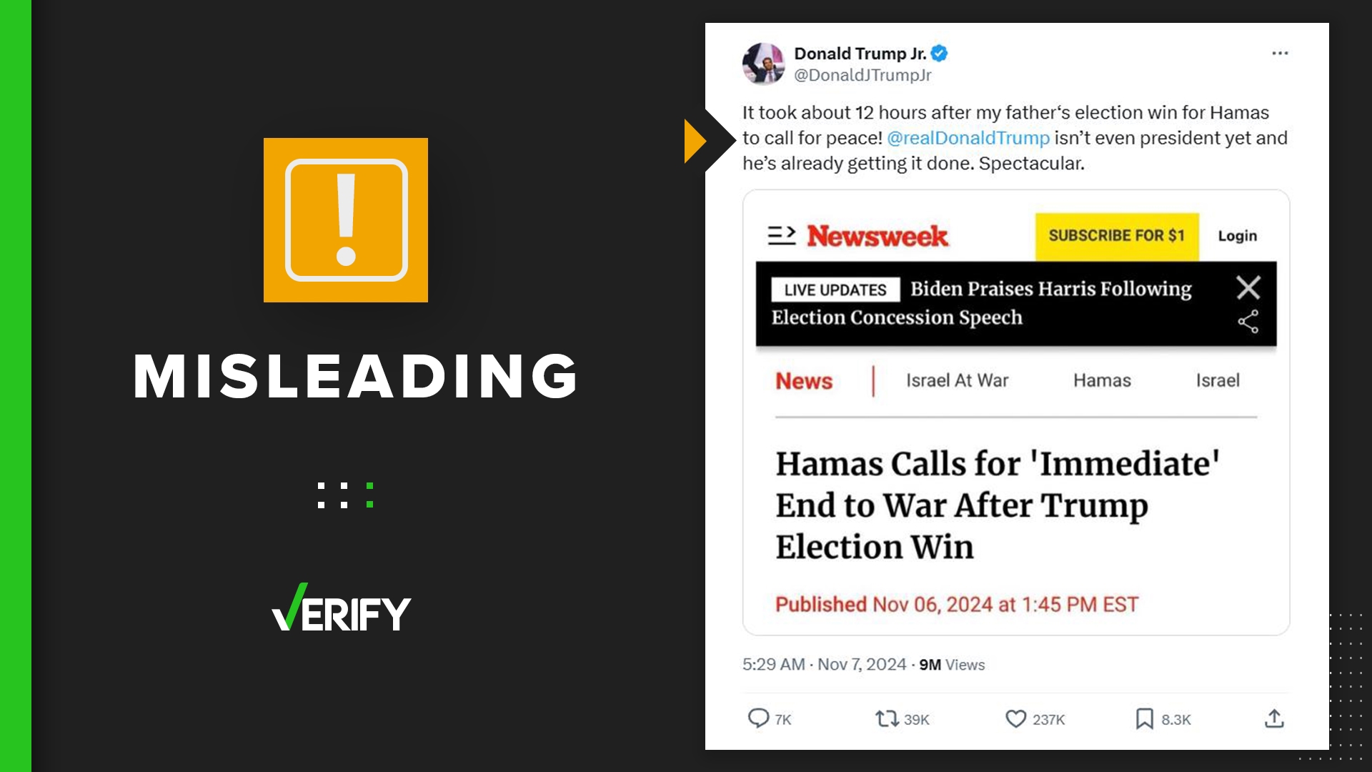 Hamas called for an end to Israeli fighting in Gaza, but did not offer surrender. It’s also done this before Trump was elected, when Biden was president.