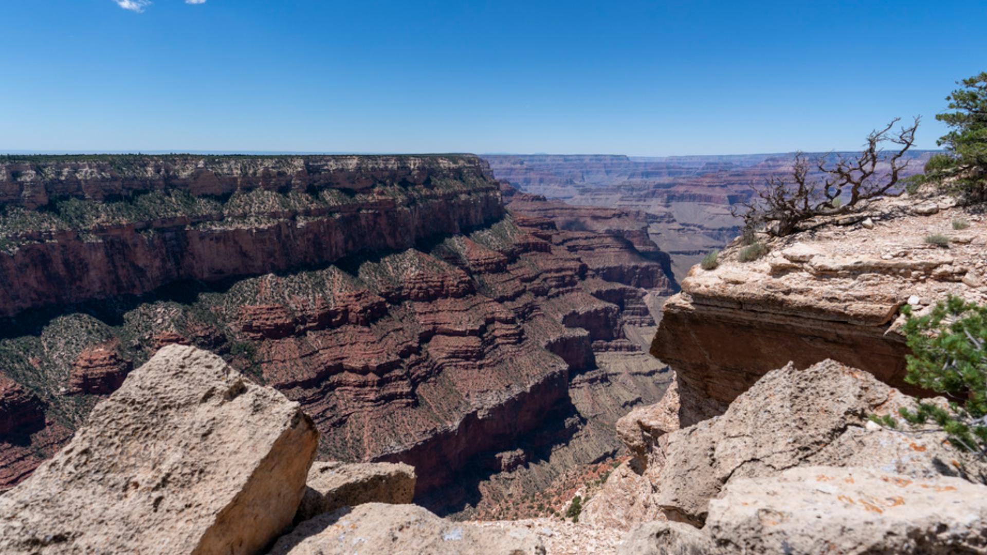 The missing person was found about 150 feet below the rim.