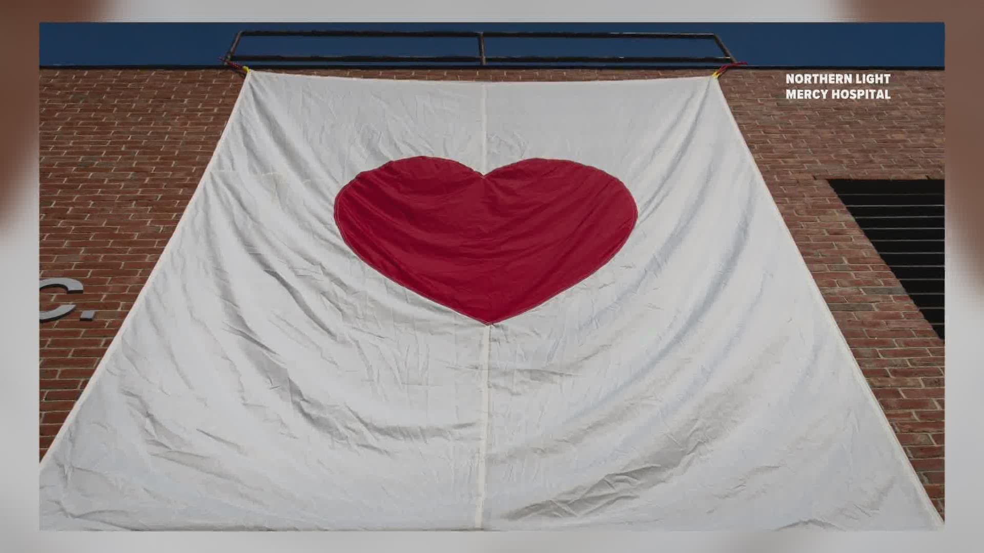 Two hospitals in Maine were hit by the Valentine bandit overnight, showing support for healthcare workers on the front lines of the coronavirus pandemic.