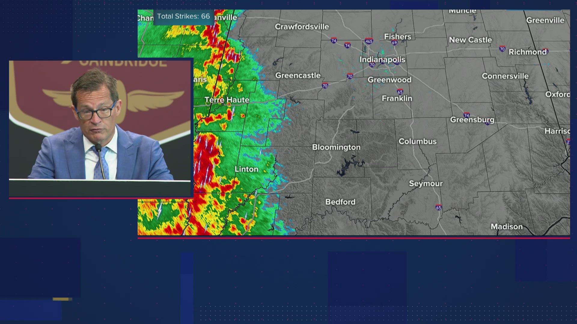 IMS president Doug Boles says there are about 125,000 people inside IMS just before 11am. Their biggest concern is lightning.