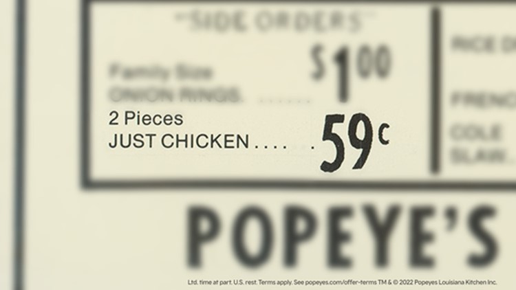 Popeyes offering bone-in chicken for 59 cents for 50th anniversary