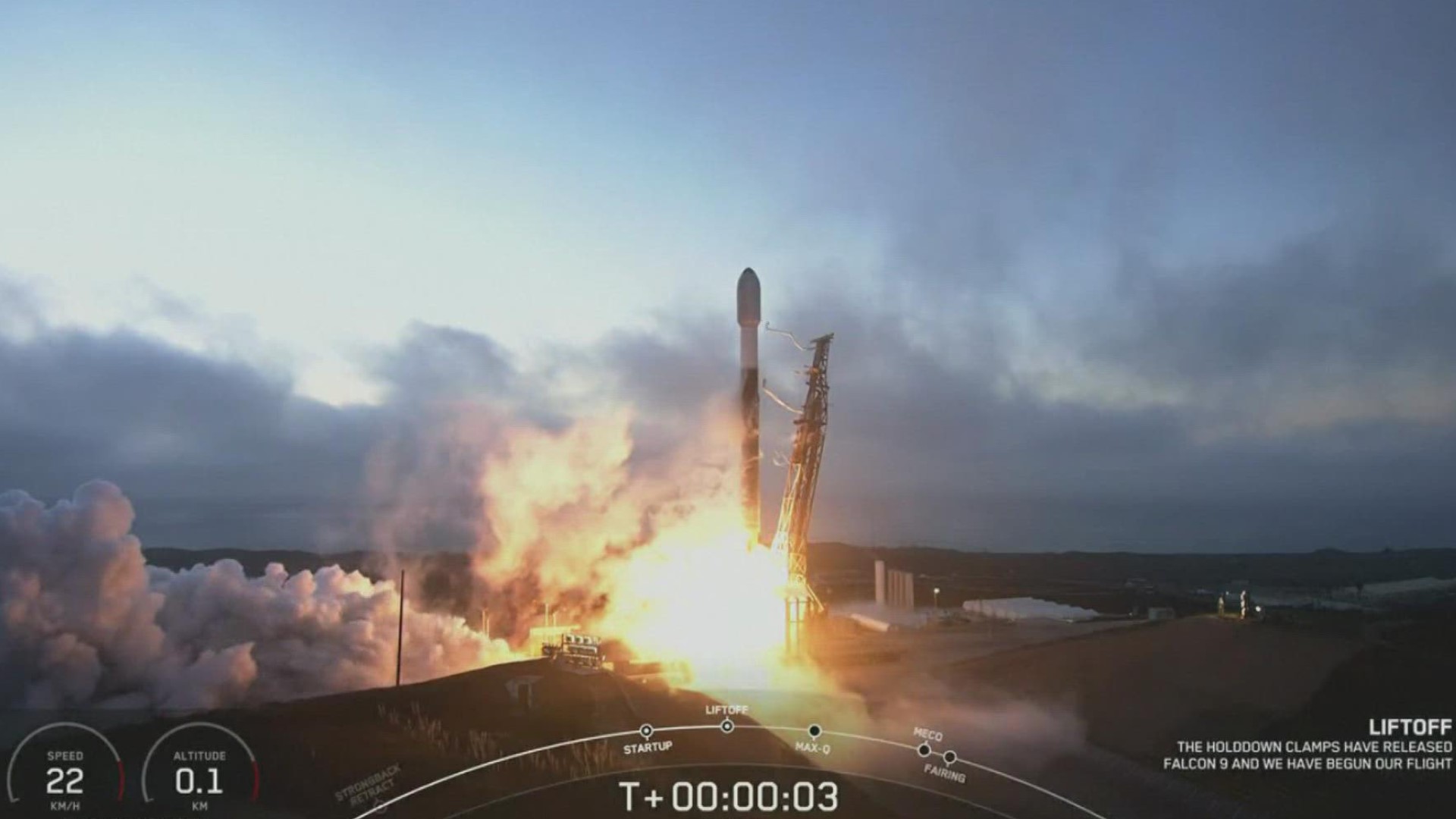 SpaceX launched Falcon 9 with 53 Starlink satellites to low-Earth orbit from Vandenberg Space Force Base in California.