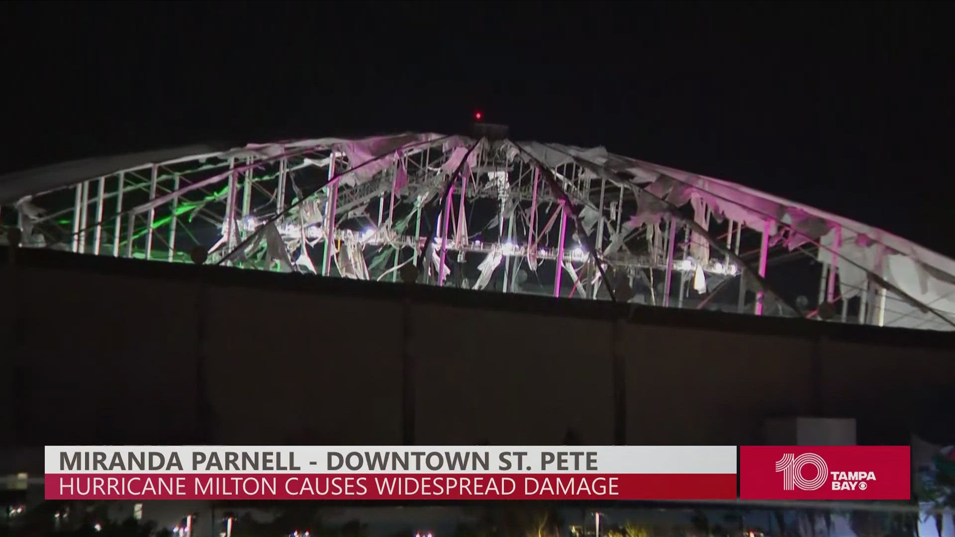 Hurricane Milton brought devastating rains and damaging winds through the Tampa Bay area, including the iconic Tropicana Field.