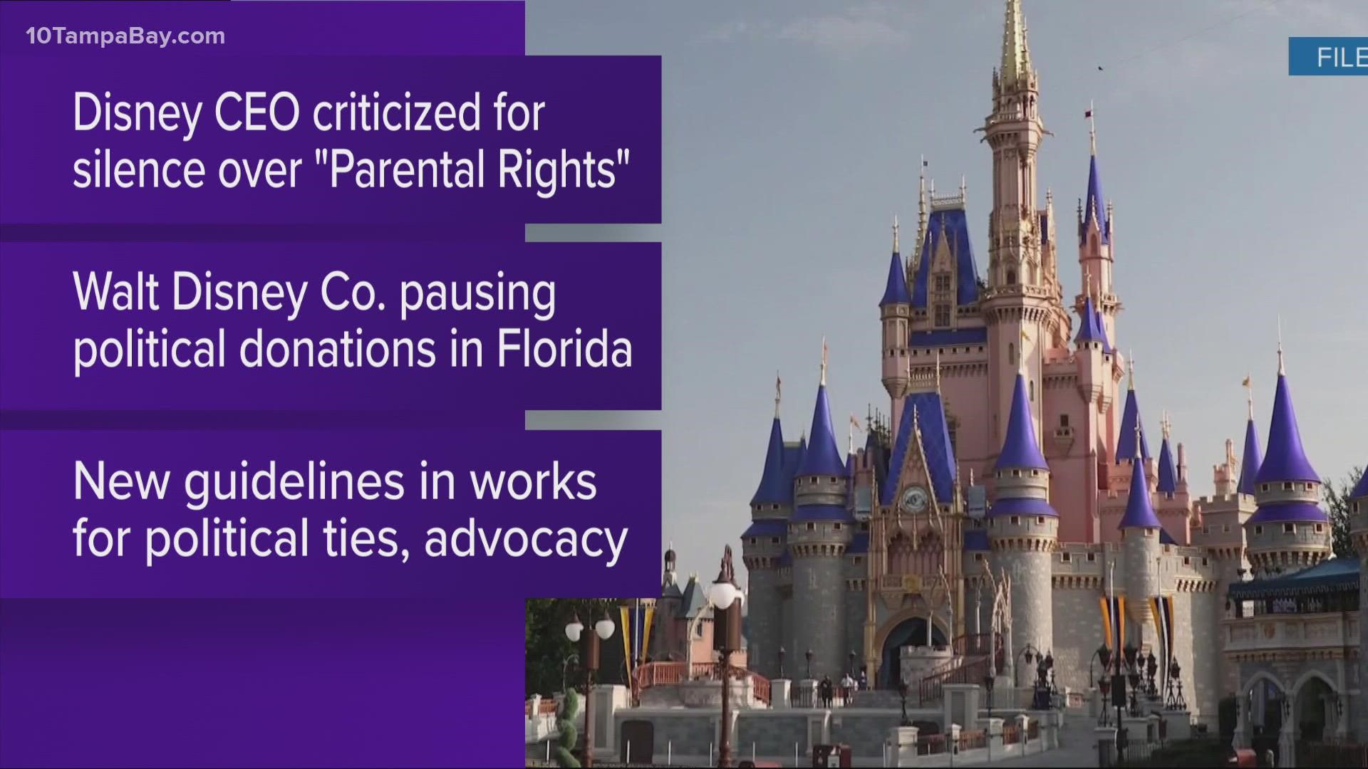 "It is clear that this is not just an issue about a bill in Florida, but instead yet another challenge to basic human rights," a letter from CEO Bob Chapek read.