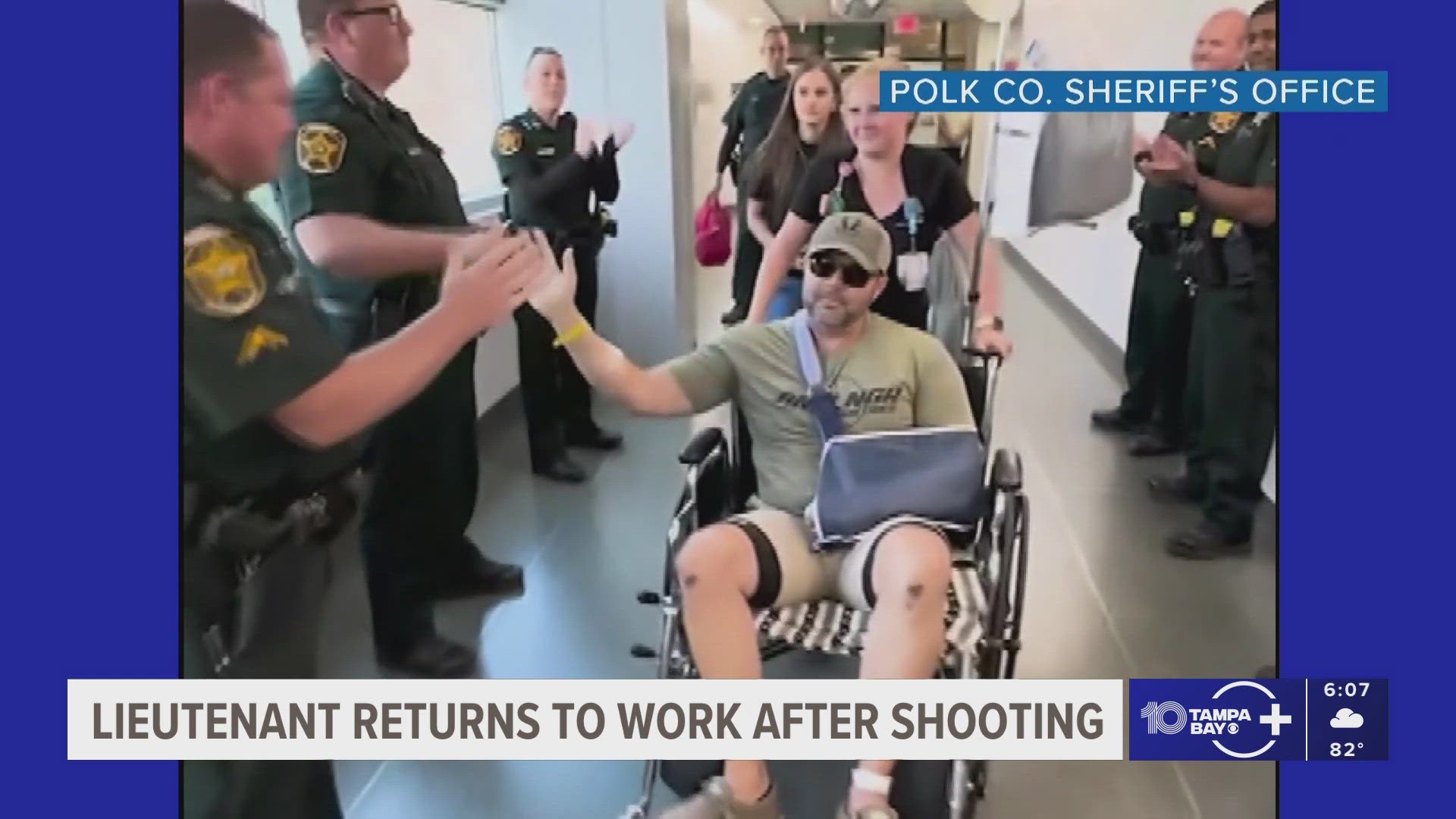 A Polk County lieutenant shot in the line of duty nearly 18 months ago officially returned to work this week.