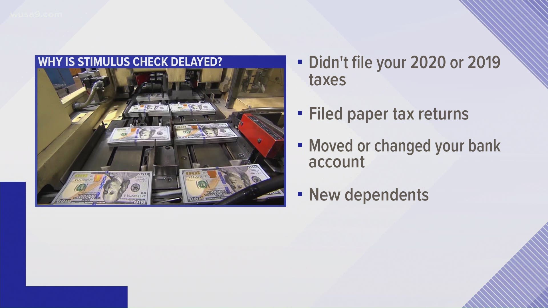 One reason could be if you haven't filed your 2019 or 2020 tax return