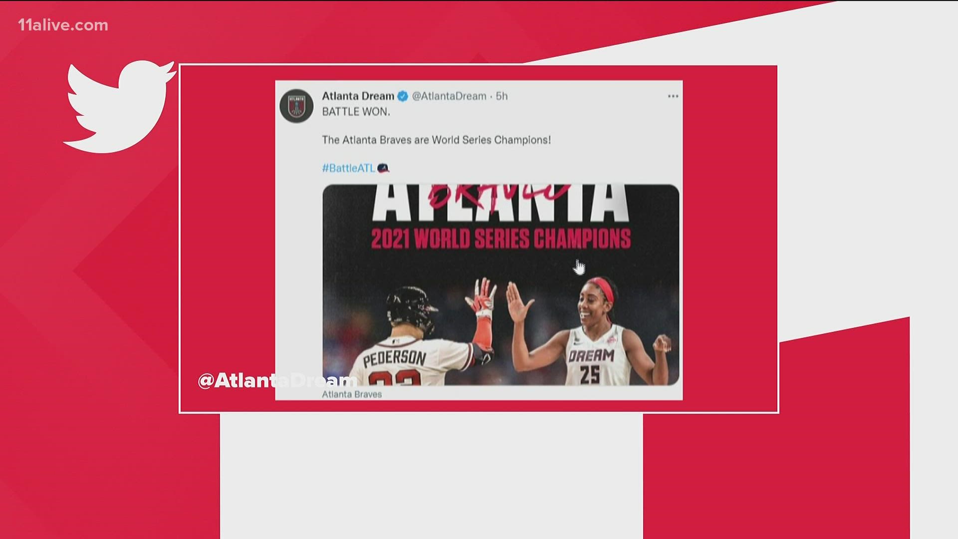 Fellow Atlanta sports franchises weighed in on social media to congratulate the Braves in their World Series win.