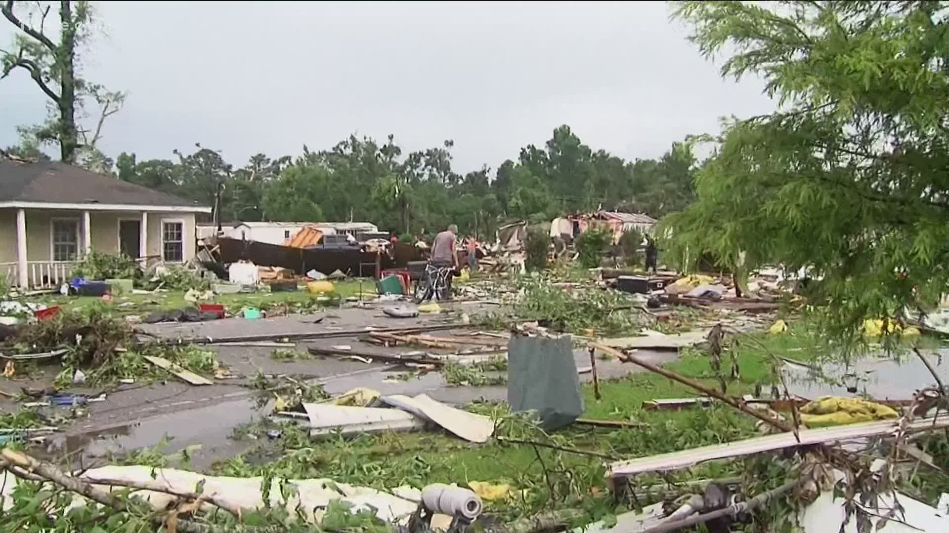 There was a suspected tornado in a small town of Alabama just north of the Florida panhandle.