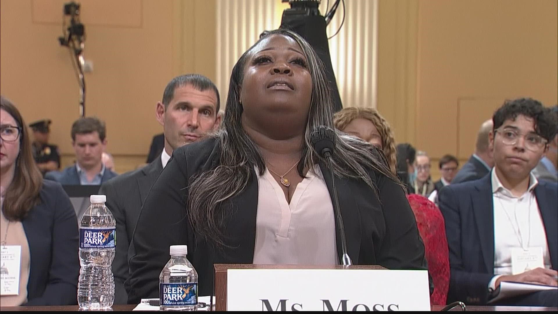 Shaye Moss appeared before the Jan. 6 panel to describe how she and her mother spent weeks under fire from former President Trump and many of his backers.
