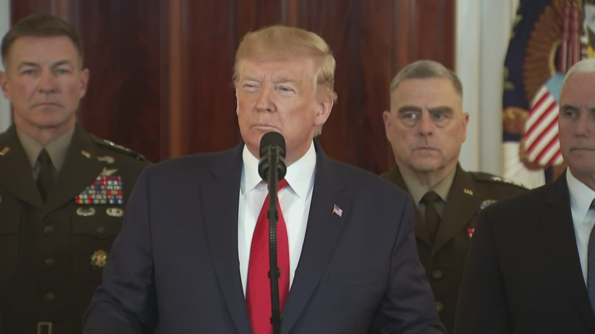 The president addressed the nation Wednesday morning, after Iran launched missiles at Iraqi bases housing U.S. troops in the wake of the killing of Qassem Soleimani.